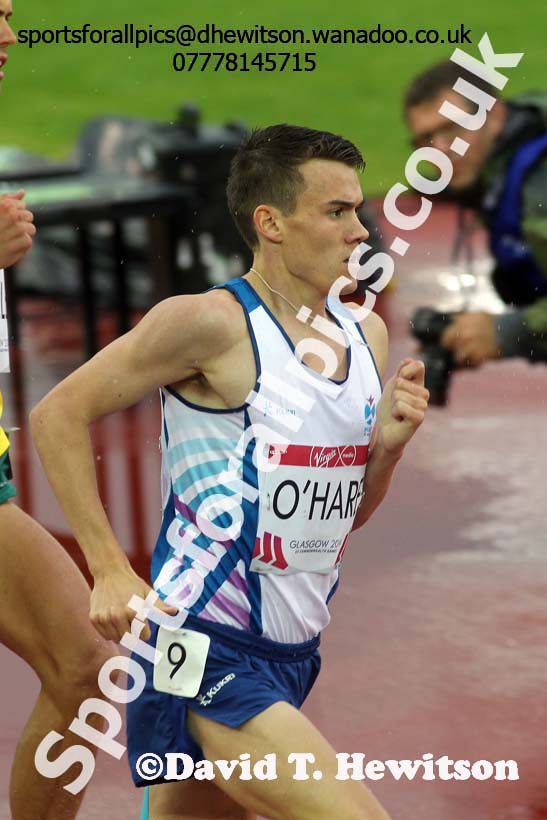 Chris O'Hare (Scotland) in the 1500 metres at the Commonwealth Games, Glasgow. Photo: David T. Hewitson/Sports for All Pics